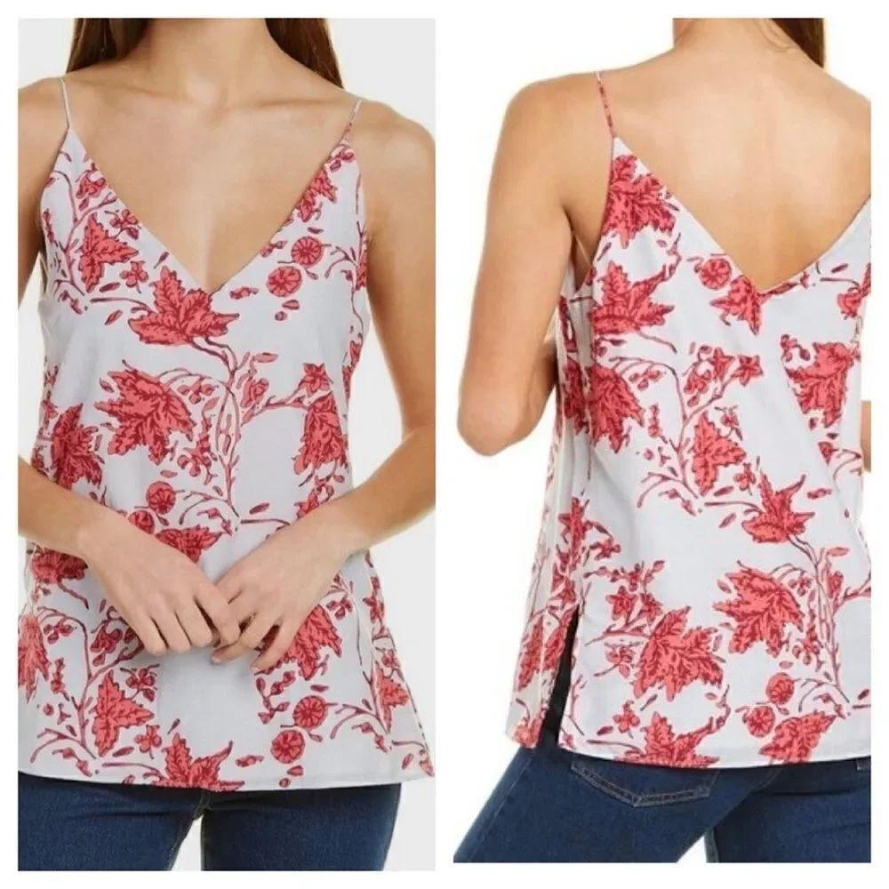 NWOT Club Monaco Silk-blend Floral V-neck Tank Top/Cami Size XS